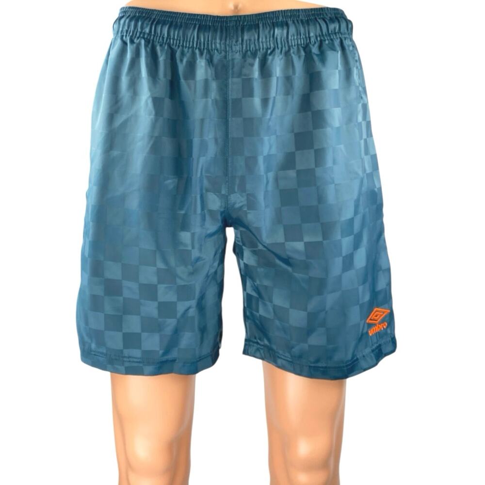 Umbro Men's Blue Plaid Checkerboard Elastic Waist Activewear Athletics Shorts S